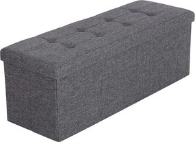 Összecsukható vászon tárolópuff, sötétszürke 110x38x38cm