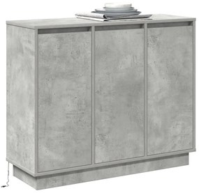 LED-es oldalszekrény Beton Szürke 90x32x75 cm Mérnöki Fa