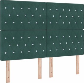 vidaXL LED Box Spring Ágy matracmal Sötétzöld 140 x 200 cm szövet