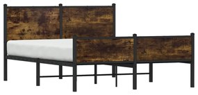 füstös tölgy színű fém ágykeret matrac nélkül 137 x 190 cm