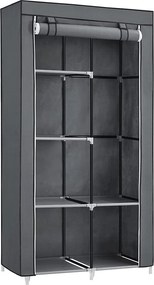 Összecsukható szövet ruhásszekrény, mobil gardrób, 88x45x 70 cm, szürke