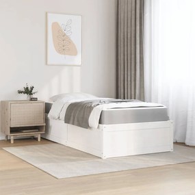 fehér tömör fenyőfa ágy matraccal 90 x 200 cm