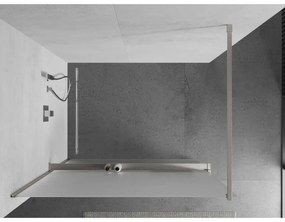 Mexen Kioto+, Walk-In zuhanyparaván polccal és akasztóval 140 x 200 cm, 8 mm-es matt üveg, csiszolt acél profil, 800-140-121-97-30