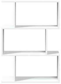 3 szintes fehér szerelt fa elválasztó könyvespolc 70x24x97 cm