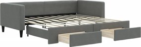 vidaXL sötétszürke kihúzható szövet heverő fiókkal 90 x 190 cm
