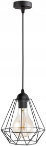 KÉSZLETKISÖPRÉS! Glimex Diamond drót búrás állítható függőlámpa fekete 1x E27