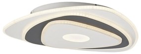 Design mennyezeti lámpa fehér, sötétszürke organikus formával, LED-del, dimmelhető - Taylor