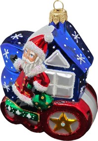Télapó a mozdonyon kollekció Színes üveg karácsonyi gömb