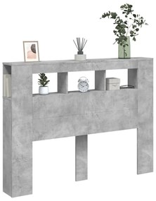 betonszürke szerelt fa LED-es fejtámla 140x18,5x103,5 cm