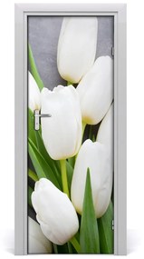 Poszter tapéta ajtóra fehér tulipán 85x205 cm
