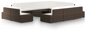 12 részes barna polyrattan kerti ülőgarnitúra párnákkal