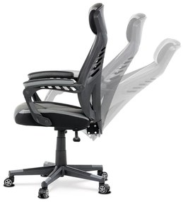 Szürke Ekobőr Gamer Szék, Hinta Mechanikával. KA-Y213 GREY