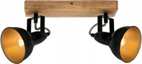 Briloner Barnim spotlámpa 2x E14 fekete/fa/arany 28 cm IP20