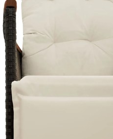 7 részes fekete polyrattan kerti bisztrógarnitúra párnákkal