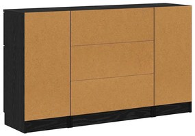 Széf fiókkal 3 pcs Musta tammi 121 x 30 x 70 cm Faanyag