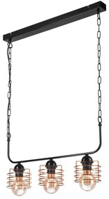 Csillár láncon MORGAN 3xE27/60W/230V fekete/réz