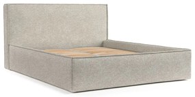 Világosszürke kárpitozott ágyneműtartós franciaágy ágyráccsal 160x200 cm Lounge L – Maison de Rêve