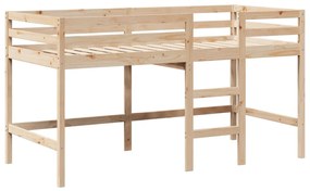 tömör fenyőfa galériaágy létrával és tetővel 90 x 200 cm