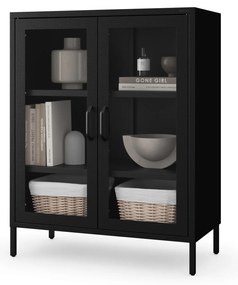 GINA Modern fekete alacsony üveges vitrin 800 x 1015 x 400 mm