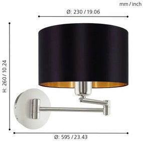 Eglo 95054 - Fali lámpa MASERLO 1xE27/60W/230V