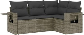 vidaXL 4 részes szürke polyrattan kerti ülőgarnitúra párnákkal