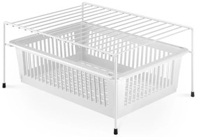 Dino fehér rozsdamentes kiegészítő polc tárolóhellyel - Metaltex