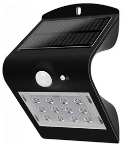 LED Napelemes érzékelős fali lámpa LED/1.5W/3,7V IP65 fekete