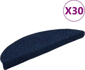 vidaXL öntapadós lépcsőszőnyegek 30 db, 56 x 17 x 3 cm, sötétkék, félkör alakú