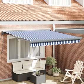 Automatikus Behúzható Napellenző Kék és Fehér 300x250 cm
