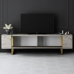 TV szekrény Yildiz - Travertine, Gold