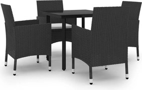 vidaXL 5 részes polyrattan és üveg kerti étkezőgarnitúra párnákkal