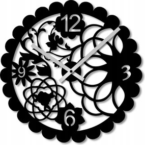 Falióra 60 cm Falióra Nagy Fa Óra Fekete Virágok