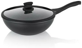 Kela Wok serpenyő fedővel STELLA NOVA, öntöttalumínium, fekete, 30 cm, 5 l