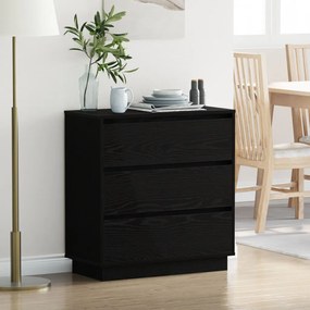 Éjjeli szekrény LED fénnyel Fekete tölgy 71x34,5x75 cm Feltárt fa