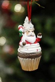 Klasszik karácsonyi dekor Mikulás, muffinban 11cm