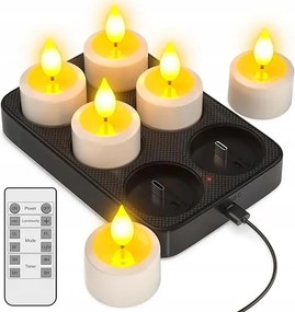 6 Db Teamécses, Újratölthető Led Gyertyák, Led Melegítők