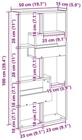 szürke sonoma színű szerelt fa faliszekrény 50 x 15 x 100 cm