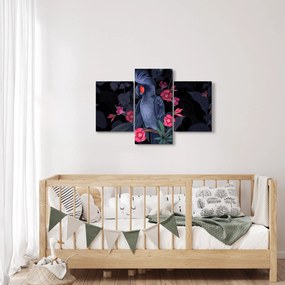 Kép - papagáj a virágok között (90x60 cm)