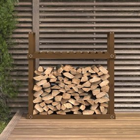 mézbarna tömör fenyőfa tűzifatartó állvány 110 x 35 x 108,5 cm