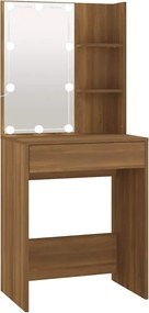vidaXL barna tölgy színű LED-es fésülködőasztal 60 x 40 x 140 cm