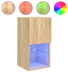 2 db sonoma tölgy színű TV-szekrény LED-lámpákkal 30,5x30x60 cm