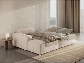 Bézs buklé kinyitható sarokkanapé (bal oldali) Jodie – Micadoni Home