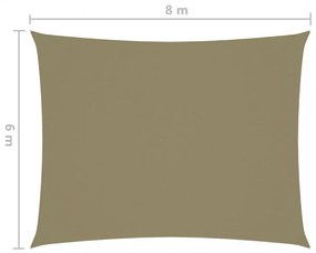 bézs téglalap alakú oxford-szövet napvitorla 6 x 8 m
