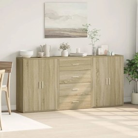 3 db sonoma tölgy színű szerelt fa tálalóasztal 60 x 31 x 84 cm