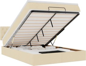 vidaXL Ottomán ágy matraccal krém 140x190 cm szövet