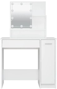 Fehér fésülködőasztal LED-del 86,5 x 35 x 136 cm