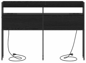 Fejtámla LED -es lámpákkal polcokkal Musta tammi 160 cm Faanyag