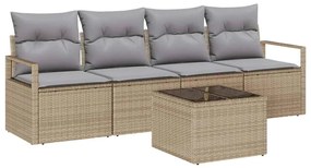 vidaXL Kanapé Szett 5 pcs Barna és szürke polirattan