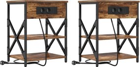 vidaXL Éjjeliszekrény 2 pcs Füstölt tölgy 41 x 31 x 51 cm Faanyag