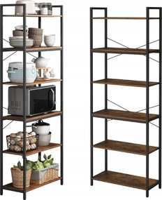 Ipari Könyvespolc Álló 6 Polcos Könyvespolc Sötétbarna Loft